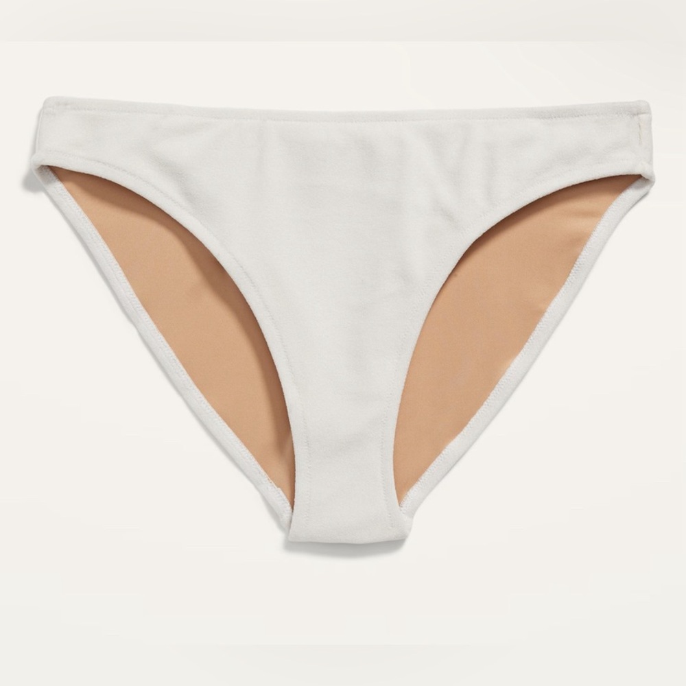 Bikini Swim Bottoms Old Navy Low Rise Classic Terry White Medium SOLD OUT